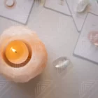 himalayan rock salt candle holder in natural shape top view