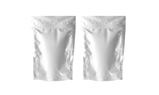 a set of two transparent standup pouch